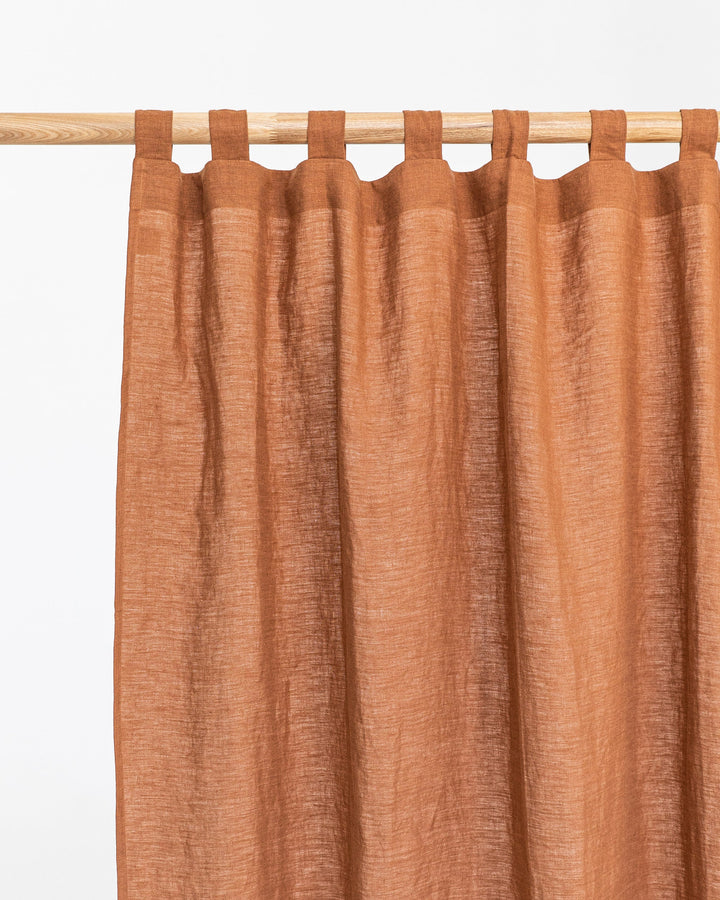 Custom size tab top linen curtain panel (1 pcs) in Cinnamon - MagicLinen