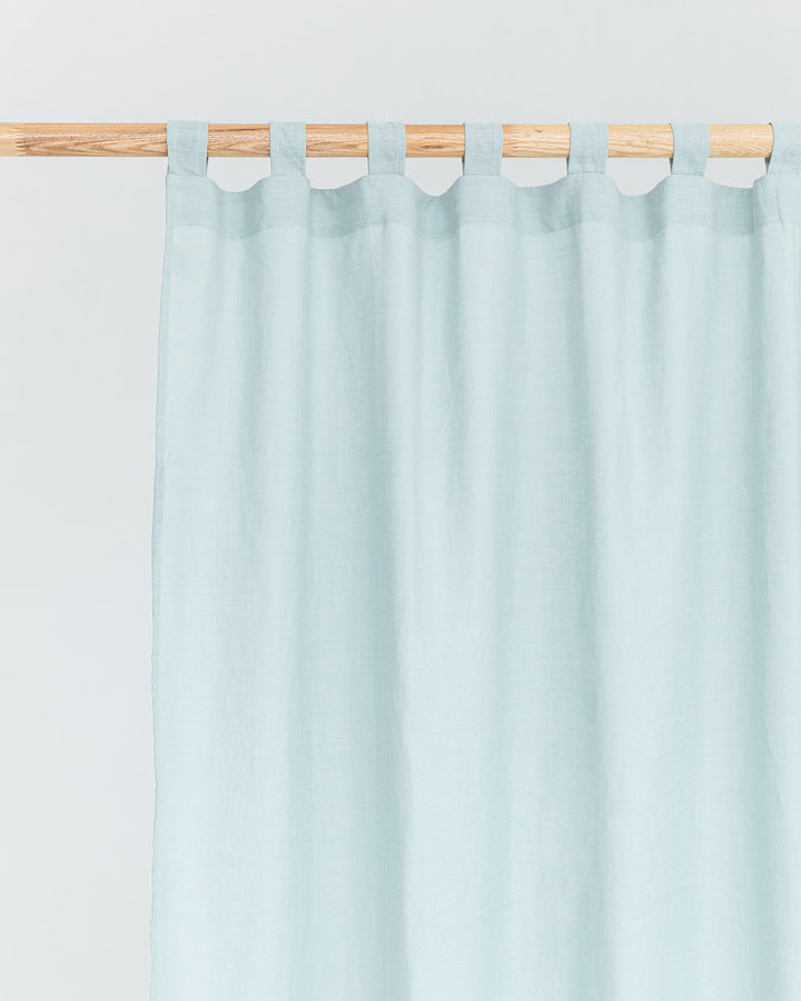 Custom size tab top linen curtain panel (1 pcs) in Dusty blue - MagicLinen
