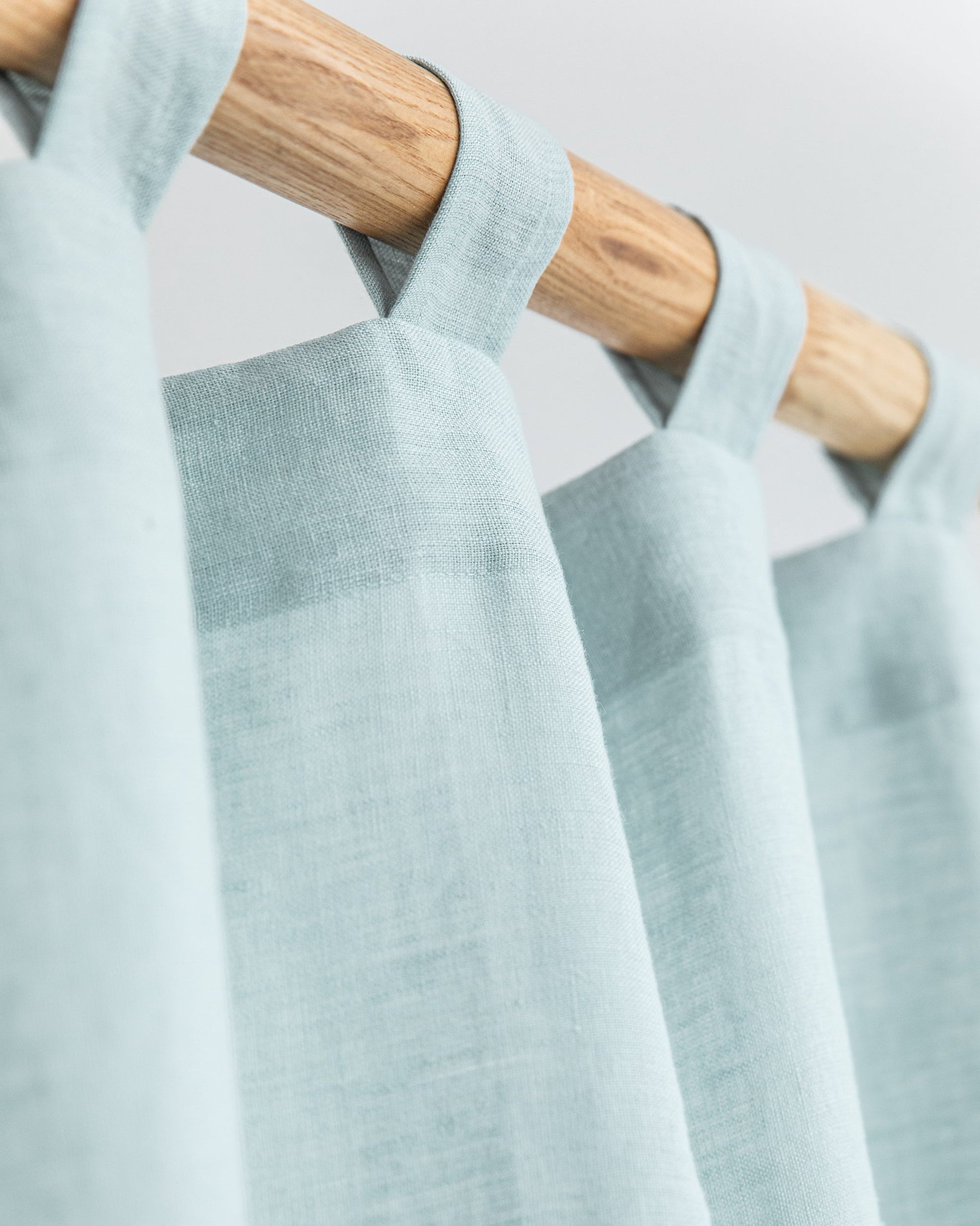 Custom size tab top linen curtain panel (1 pcs) in Dusty blue - MagicLinen