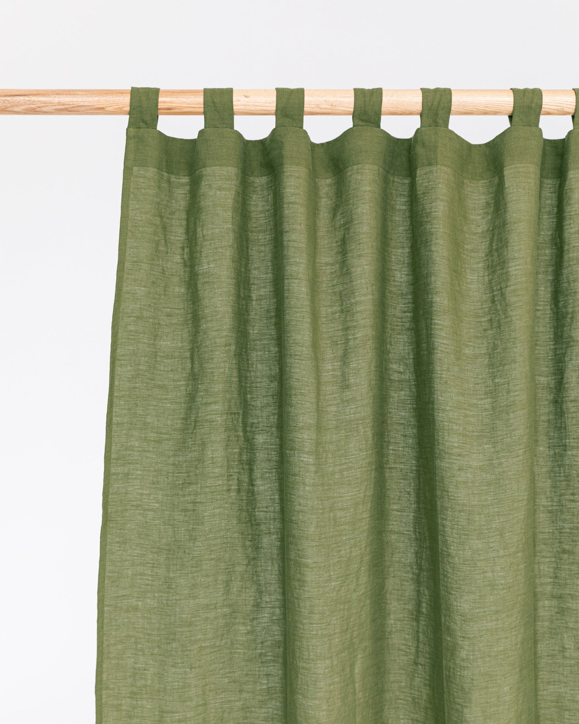 Custom size tab top linen curtain panel (1 pcs) in Forest green - MagicLinen