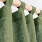 Custom size tab top linen curtain panel (1 pcs) in Forest green - MagicLinen