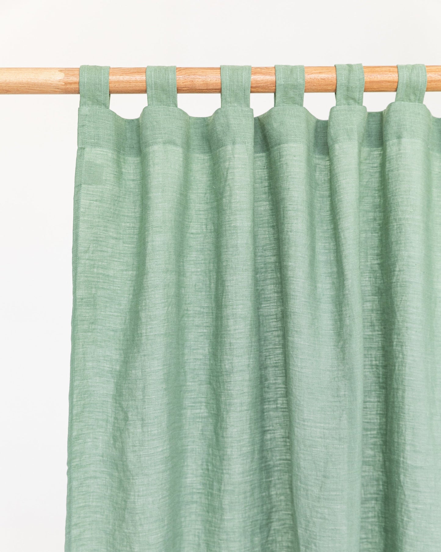 Custom size tab top linen curtain panel (1 pcs) in Matcha green - MagicLinen