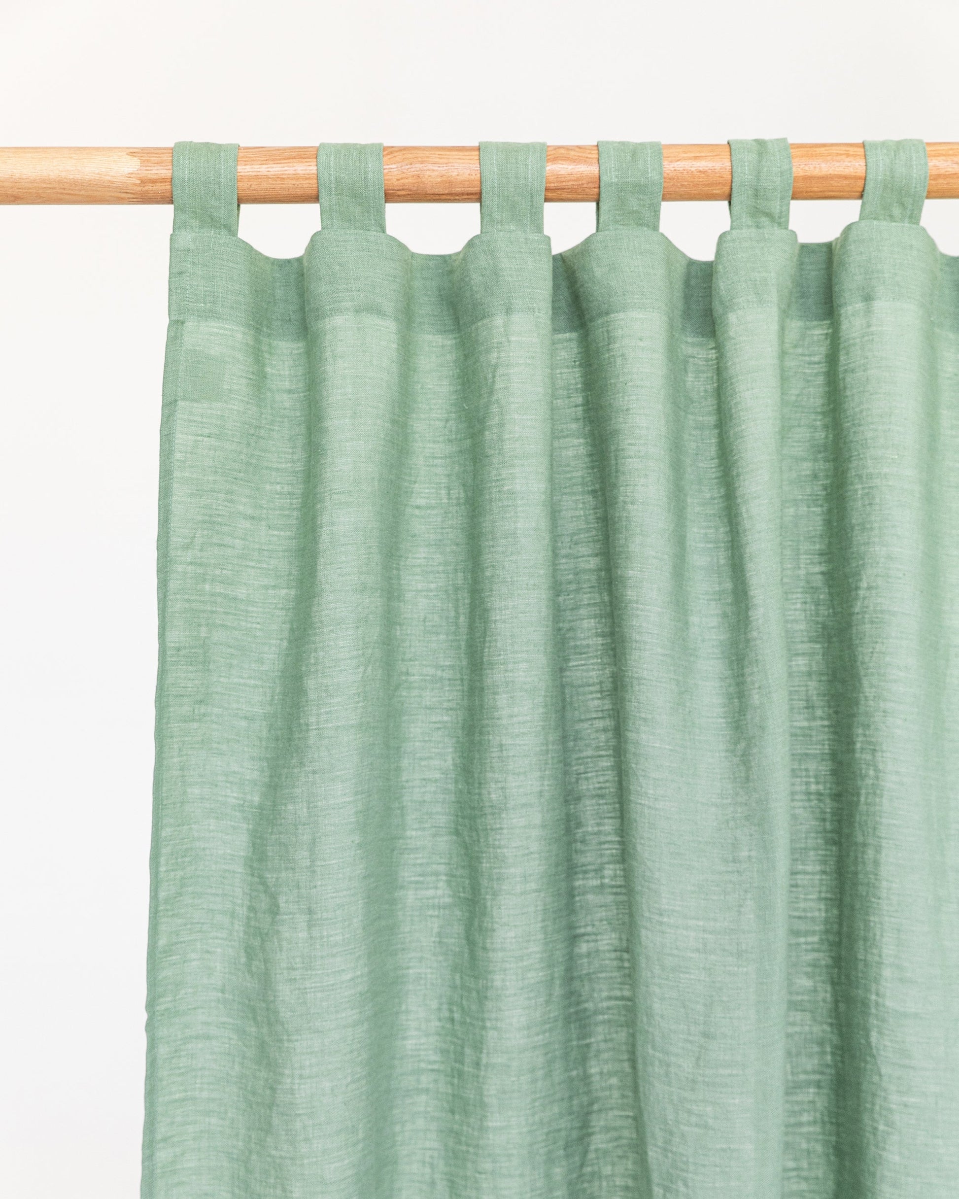 Custom size tab top linen curtain panel (1 pcs) in Matcha green - MagicLinen