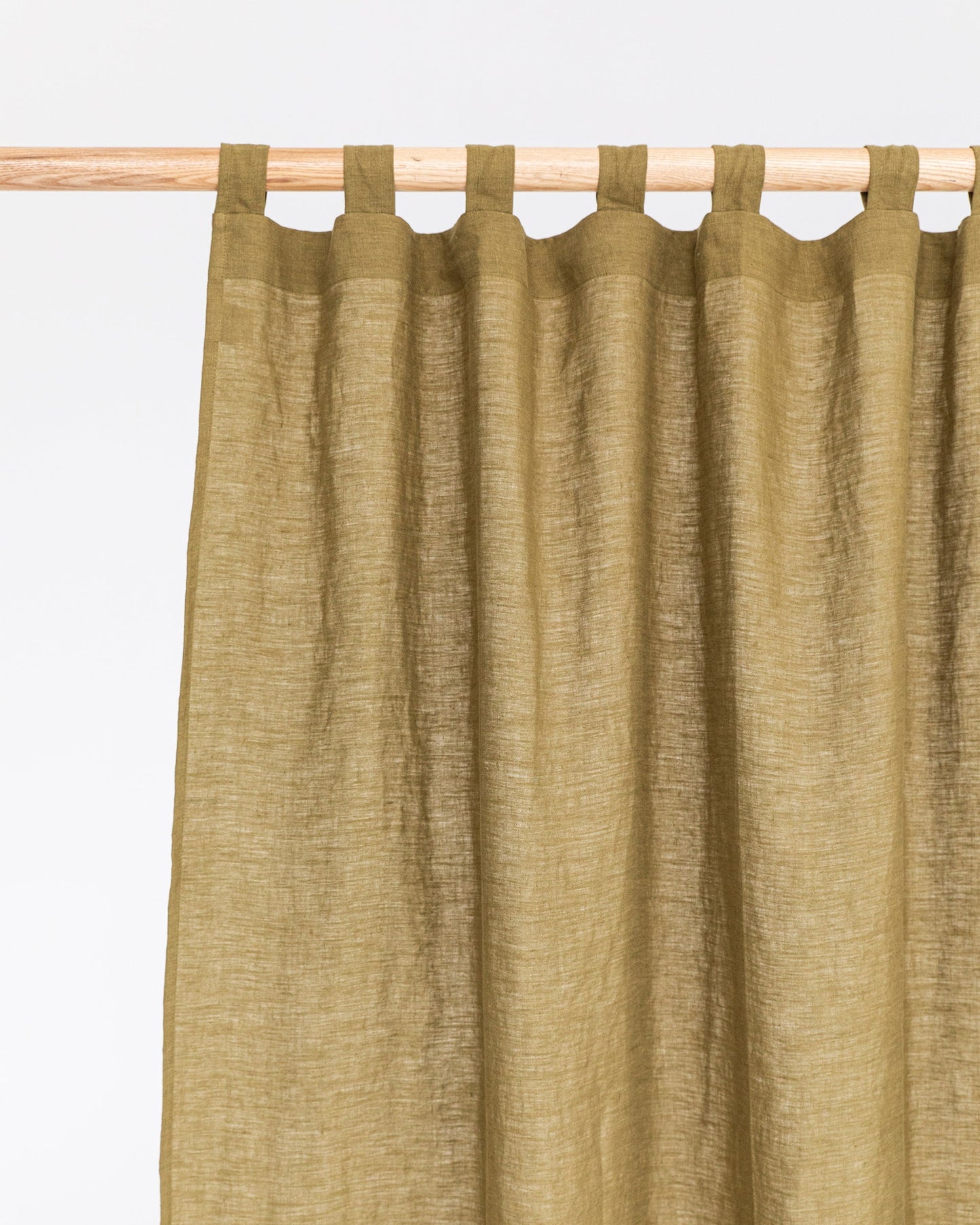 Custom size tab top linen curtain panel (1 pcs) in Olive green - MagicLinen