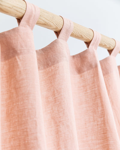 Custom size tab top linen curtain panel (1 pcs) in Peach - MagicLinen