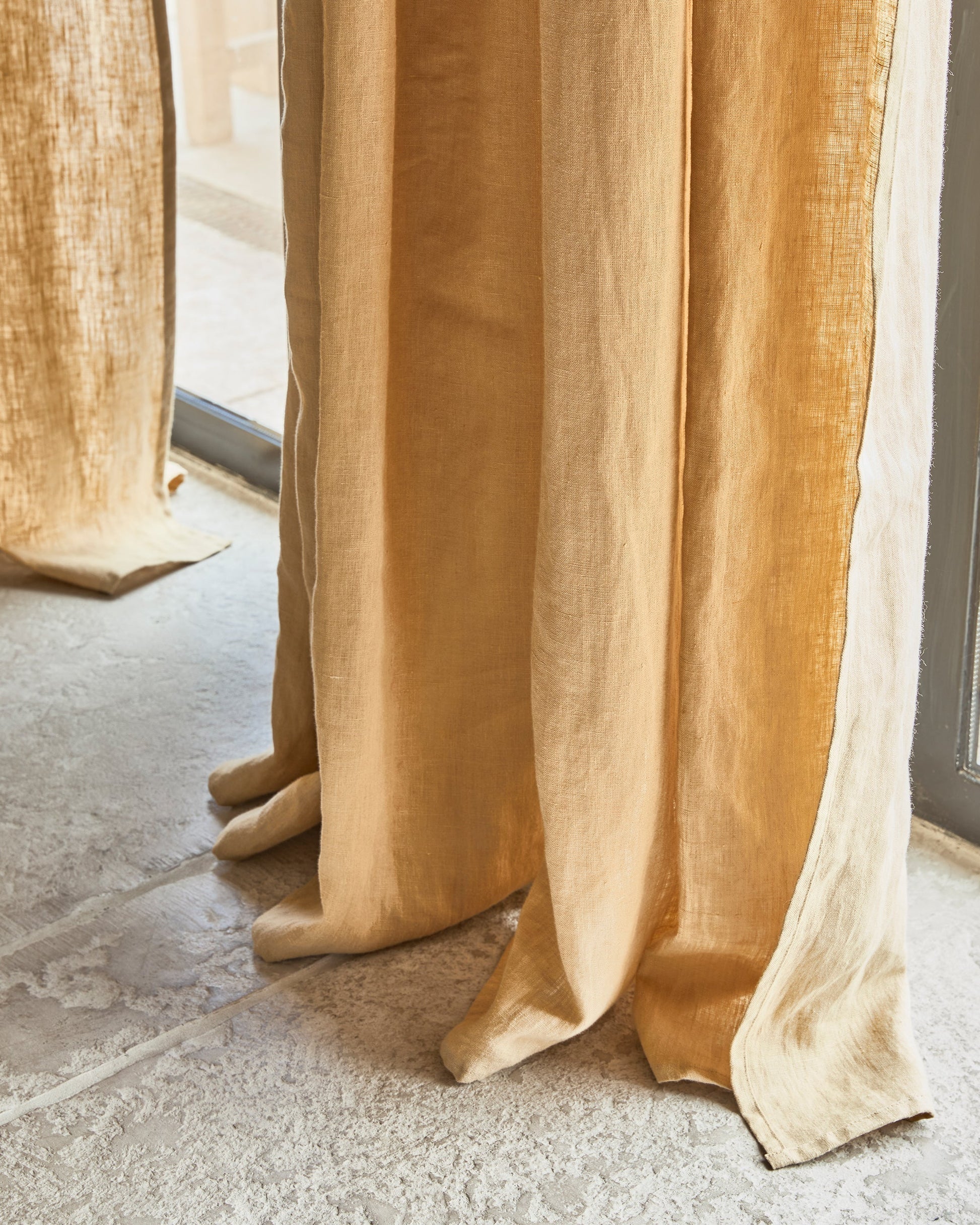 Custom size tab top linen curtain panel (1 pcs) in Sandy beige - MagicLinen