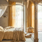 Tab top linen curtain panel (1 pcs) in Sandy beige - MagicLinen