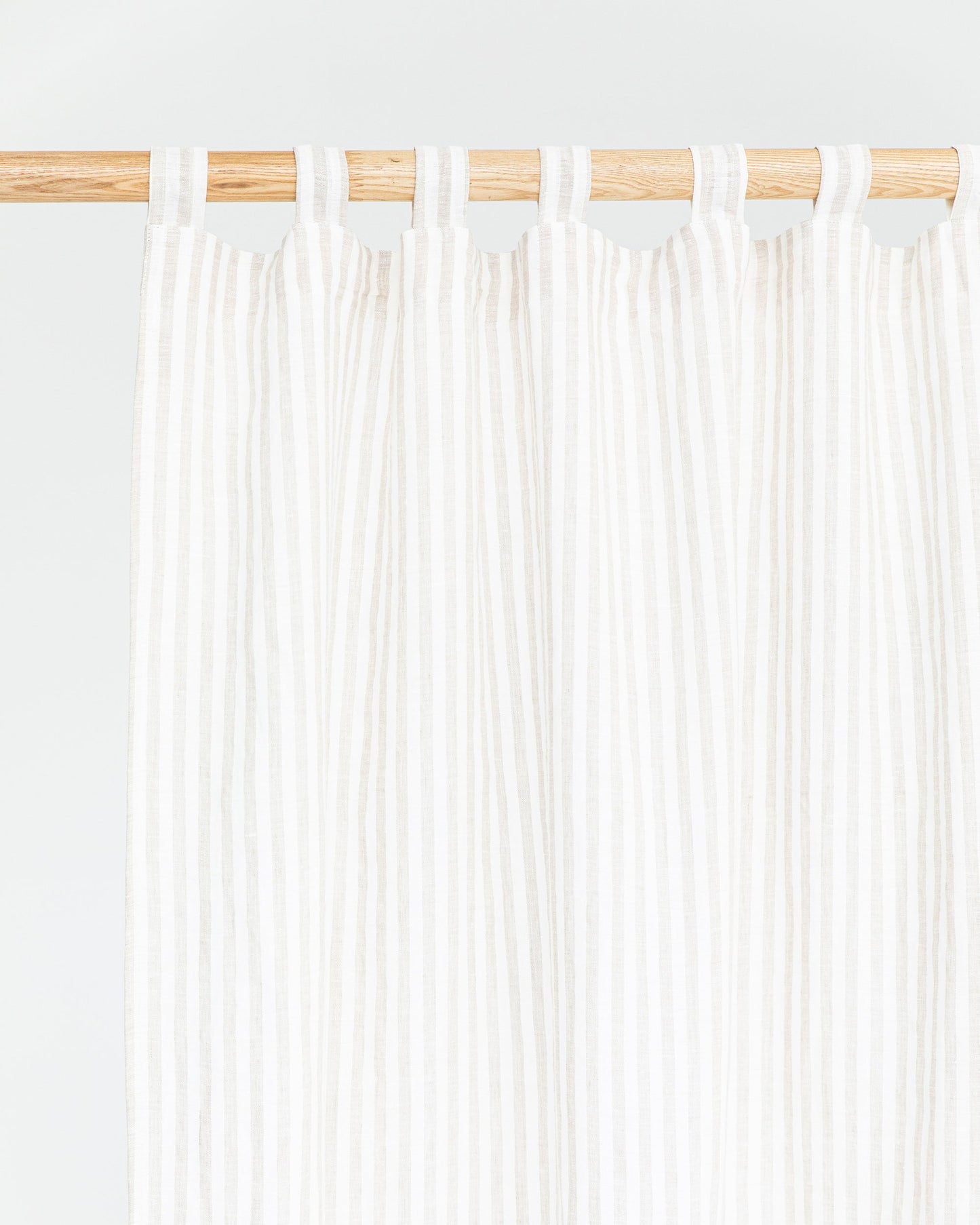 Custom size tab top linen curtain panel (1 pcs) in Striped in natural - MagicLinen