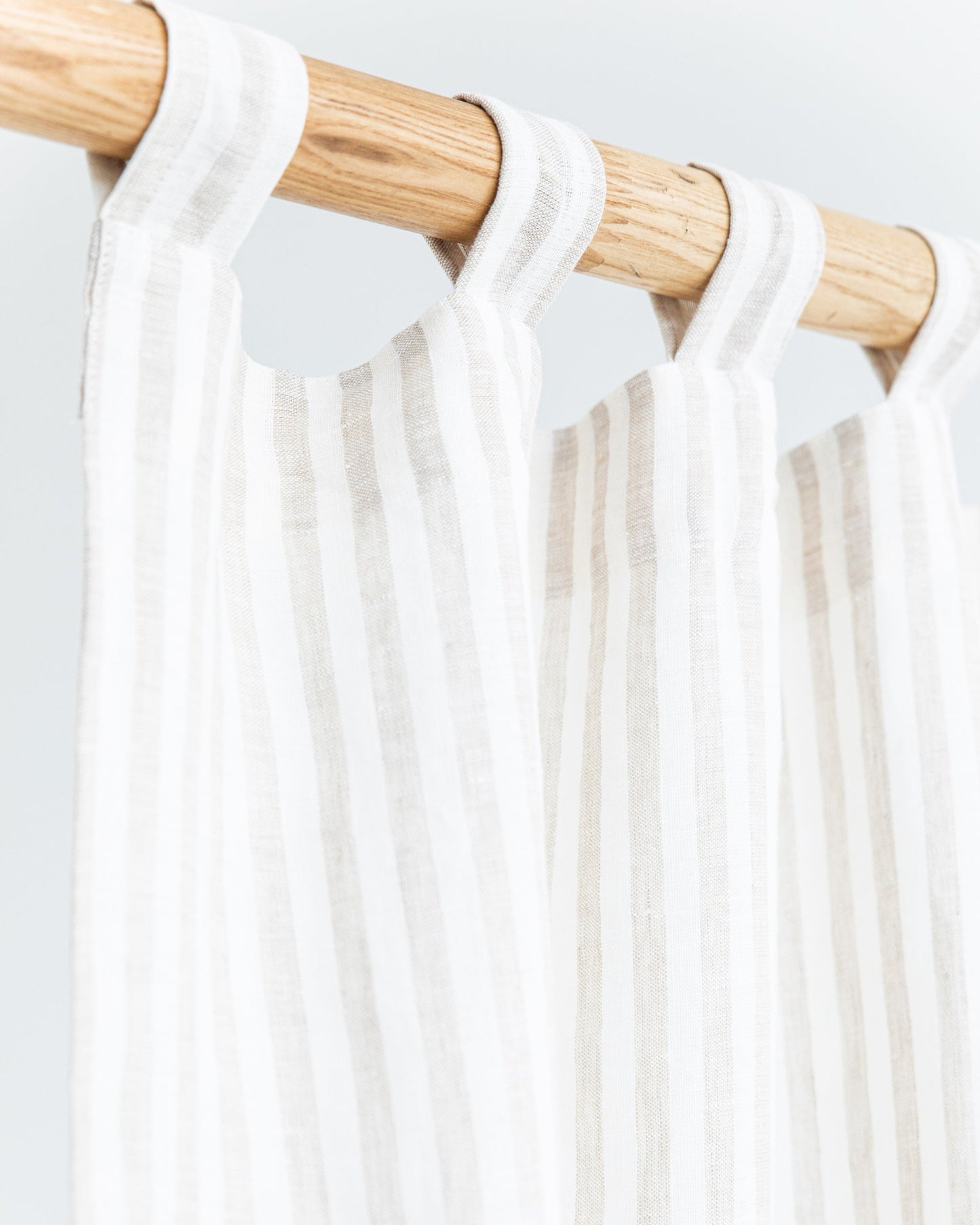 Custom size tab top linen curtain panel (1 pcs) in Striped in natural - MagicLinen