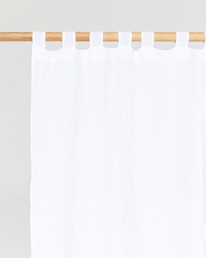Custom size tab top linen curtain panel (1 pcs) in White - MagicLinen