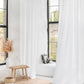 Custom size tab top linen curtain panel (1 pcs) in White - MagicLinen