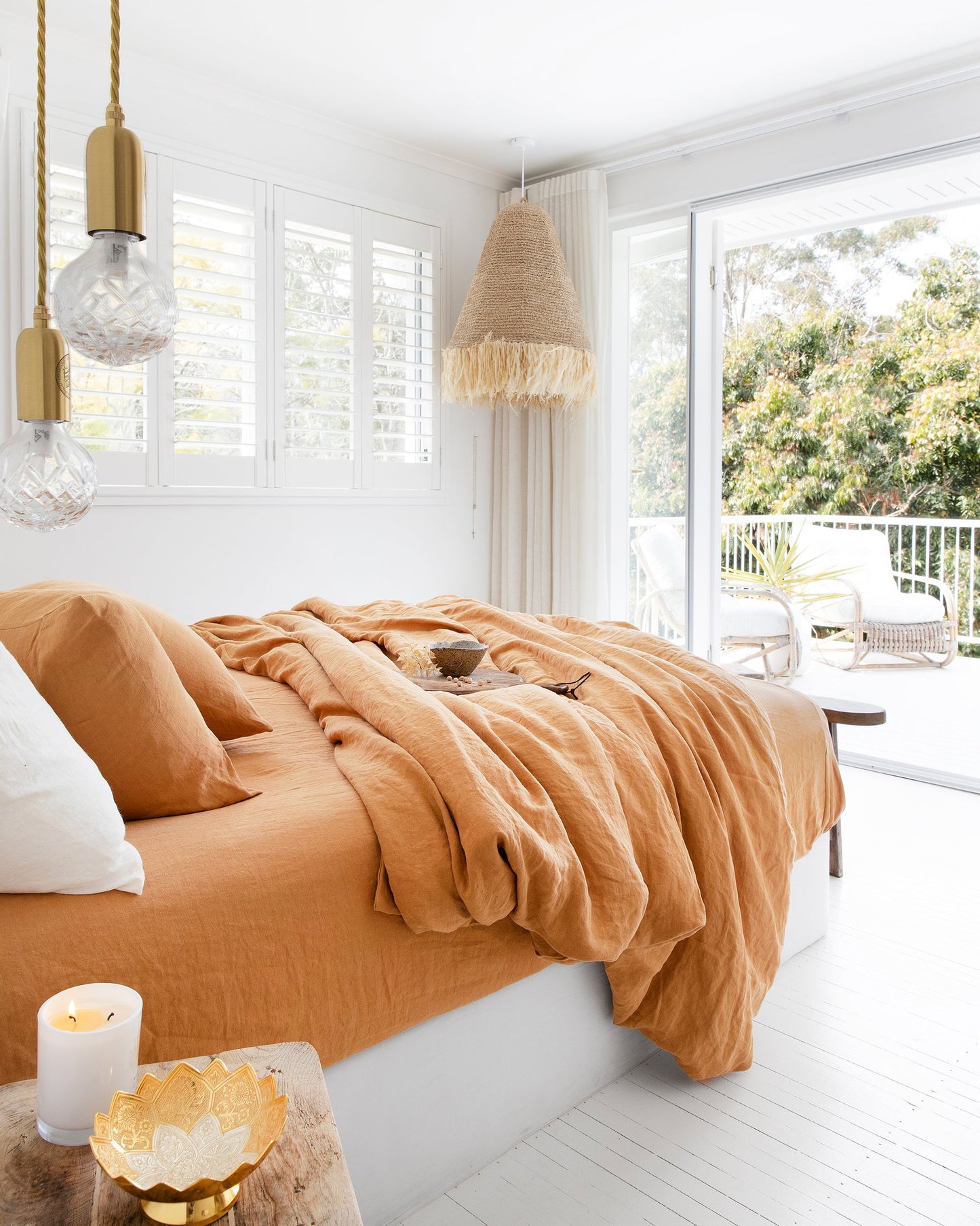 Tan linen fitted sheet - MagicLinen