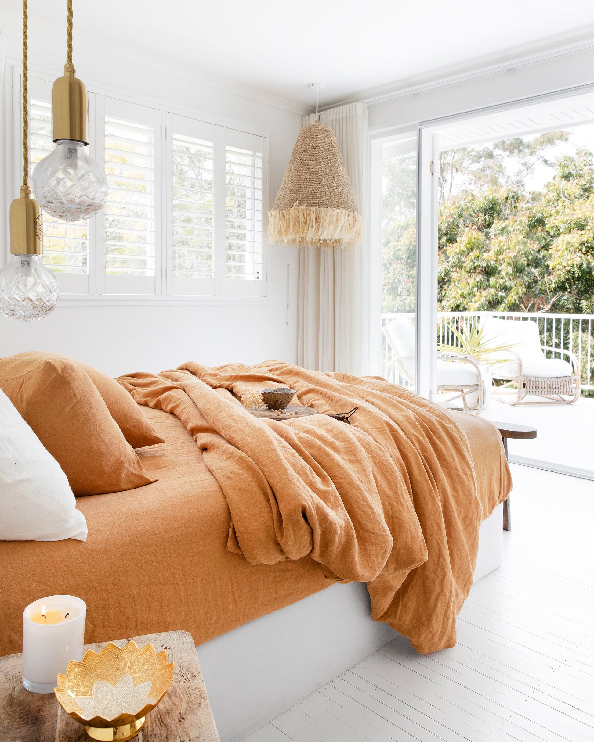 Tan linen fitted sheet - MagicLinen