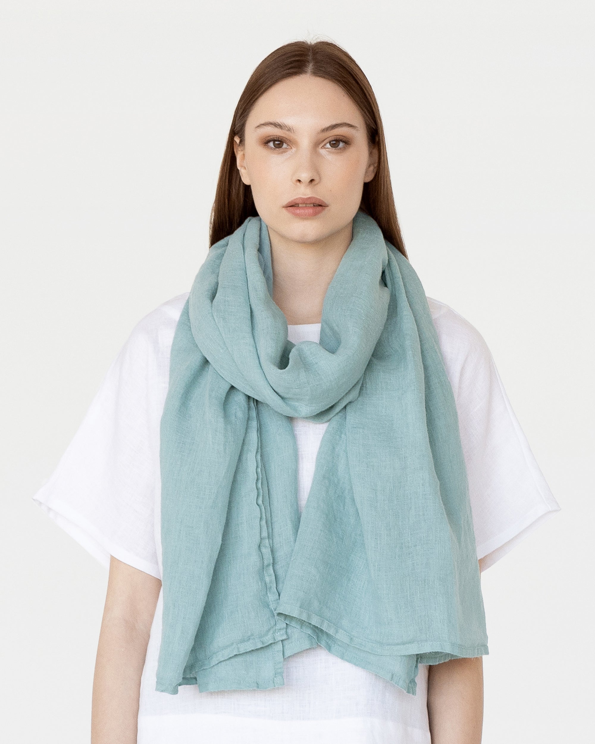 Teal linen scarf