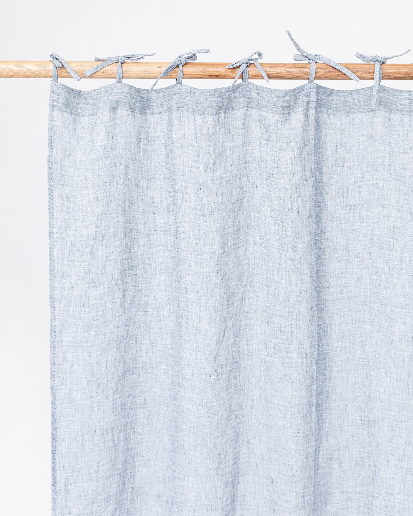 Tie top linen curtain panel (1 pcs) in Blue melange - MagicLinen