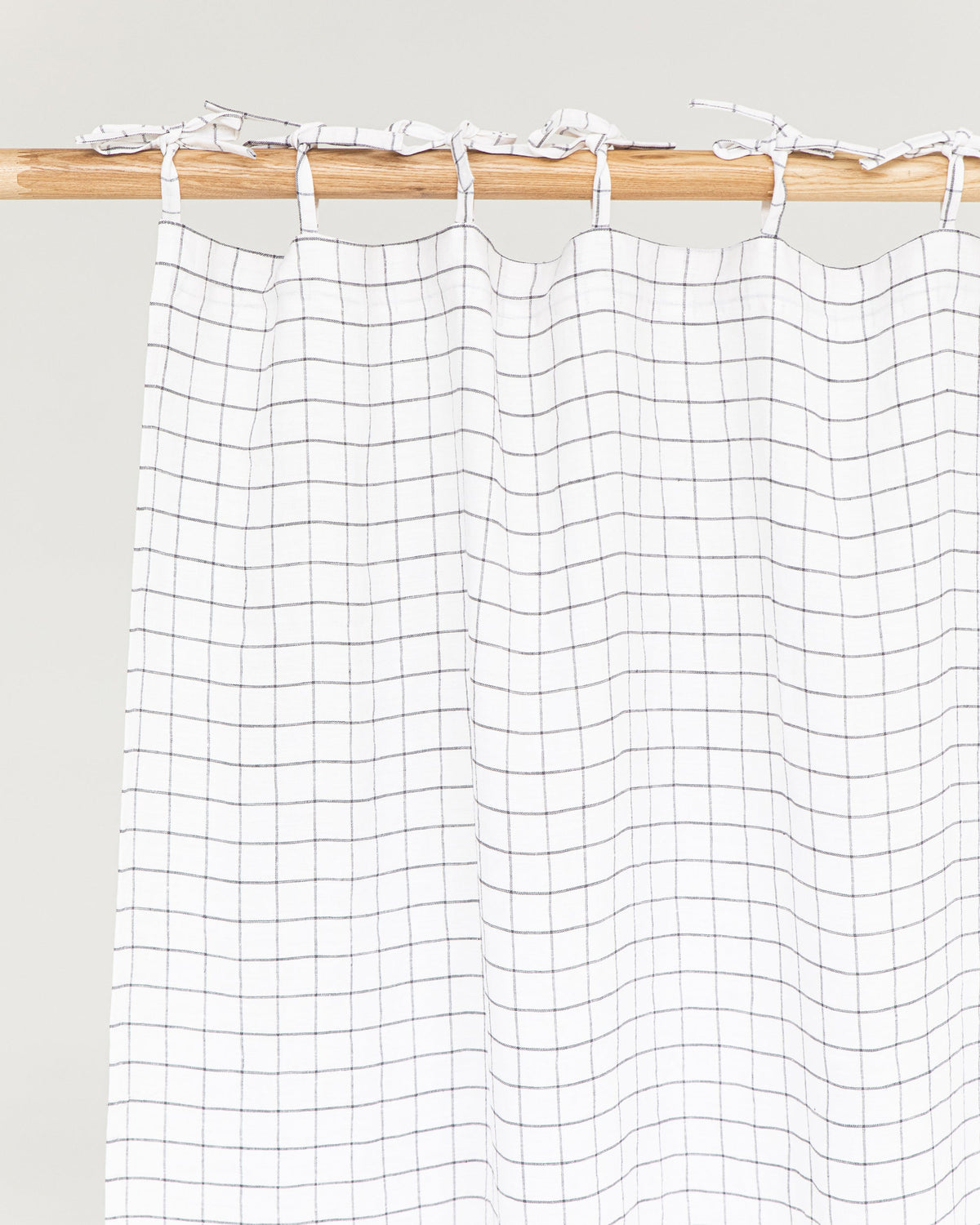 Tie top linen curtain panel grid