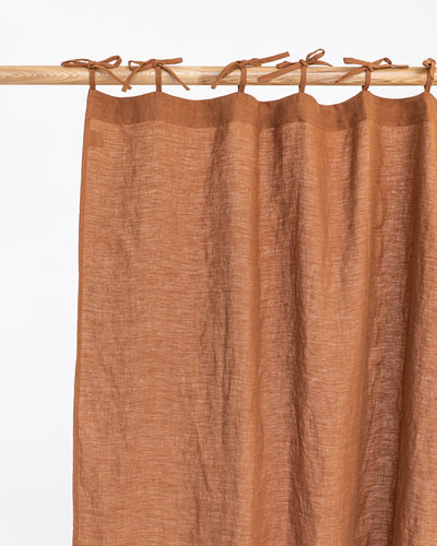Tie top linen curtain panel (1 pcs) in Cinnamon - MagicLinen
