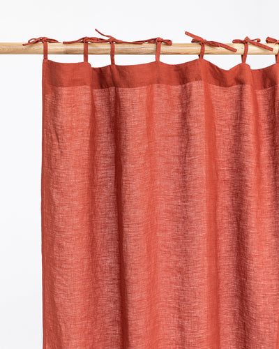 Tie top linen curtain panel (1 pcs) in Clay - MagicLinen