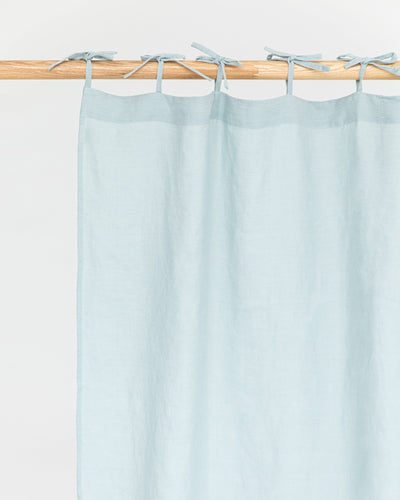Tie top linen curtain panel (1 pcs) in Dusty blue - MagicLinen