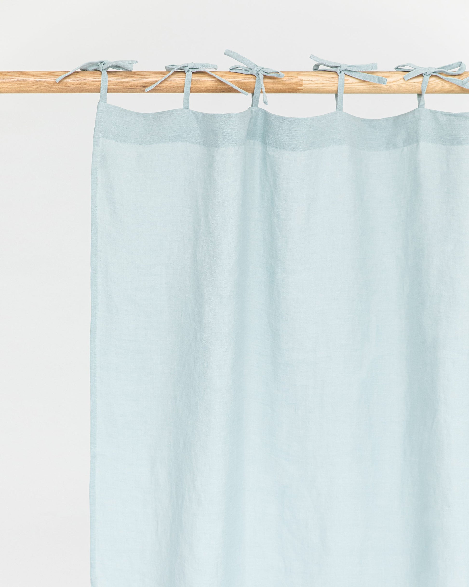 Custom size tie top linen curtain panel (1 pcs) in Dusty blue - MagicLinen