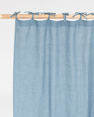 Custom size tie top linen curtain panel (1 pcs) in Gray blue - MagicLinen