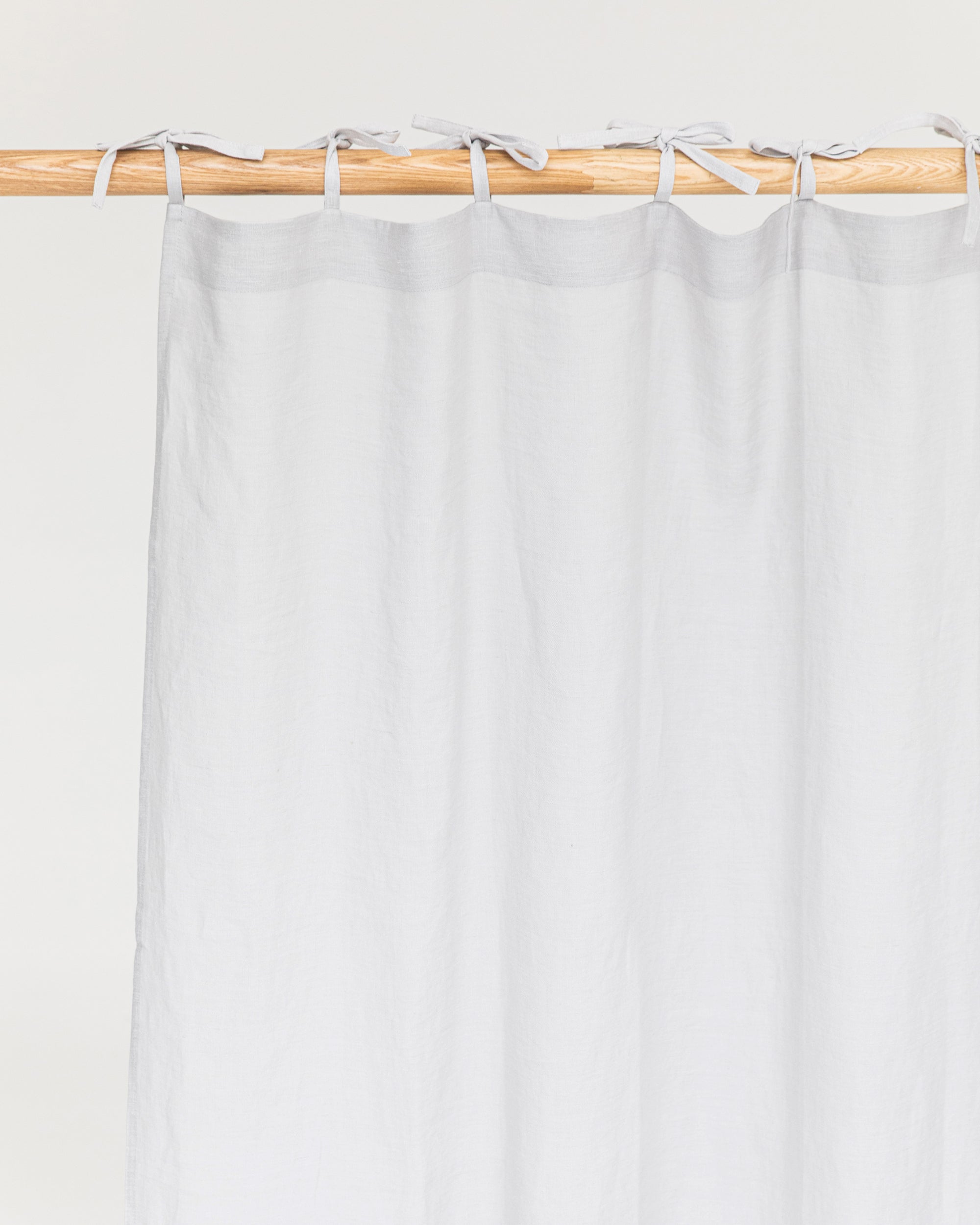 Tie top linen curtain panel