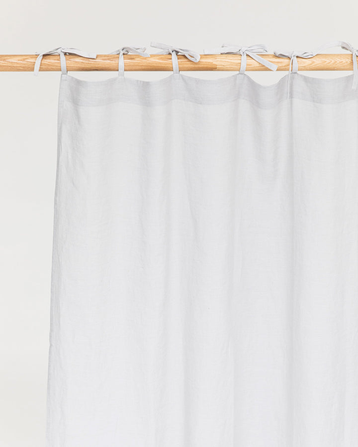 Custom size tie top linen curtain panel (1 pcs) in Light gray - MagicLinen