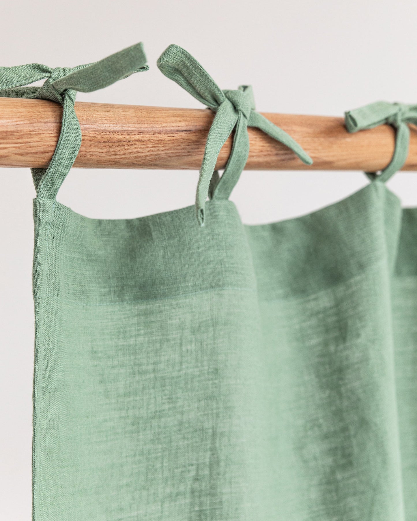 Custom size tie top linen curtain panel (1 pcs) in Matcha green - MagicLinen