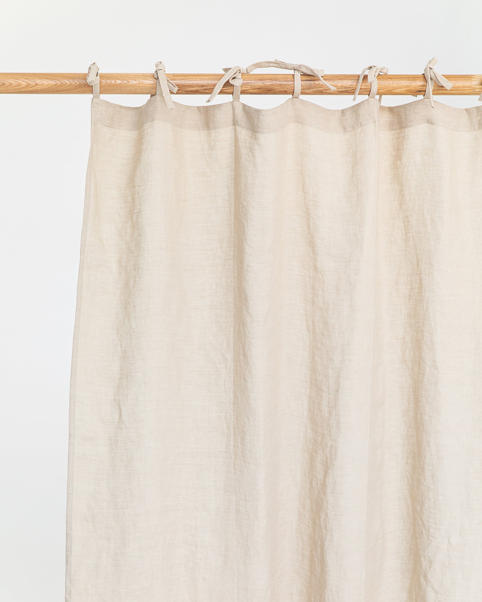 Tie top linen curtain panel linen