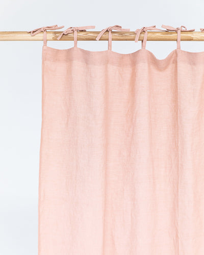 Tie top linen curtain panel (1 pcs) in Peach - MagicLinen
