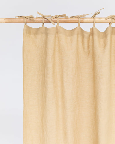 Custom size tie top linen curtain panel (1 pcs) in Sandy beige - MagicLinen