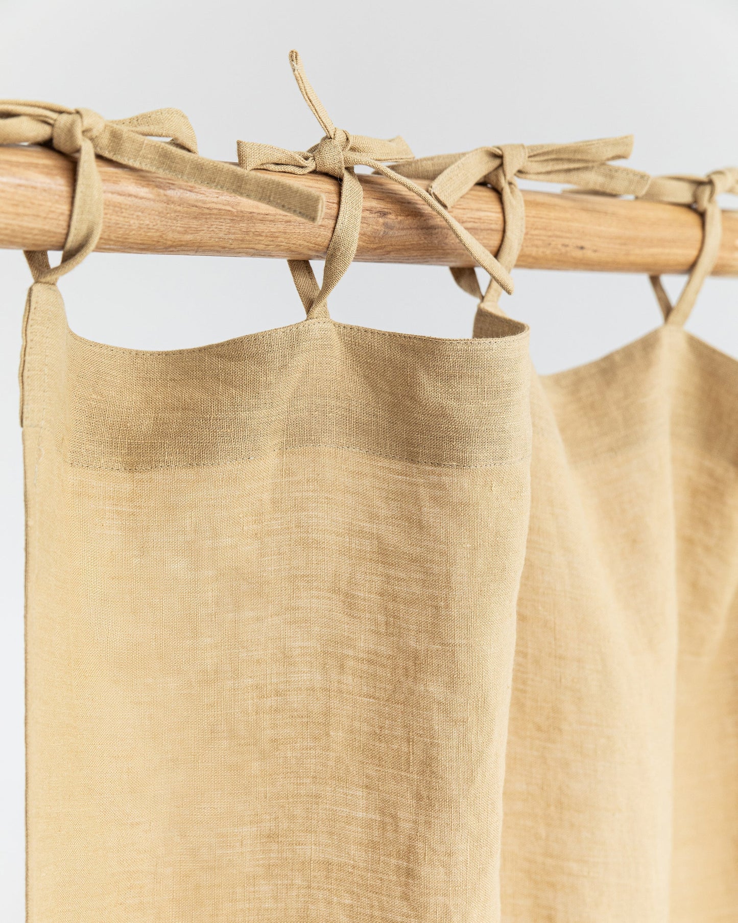 Custom size tie top linen curtain panel (1 pcs) in Sandy beige - MagicLinen