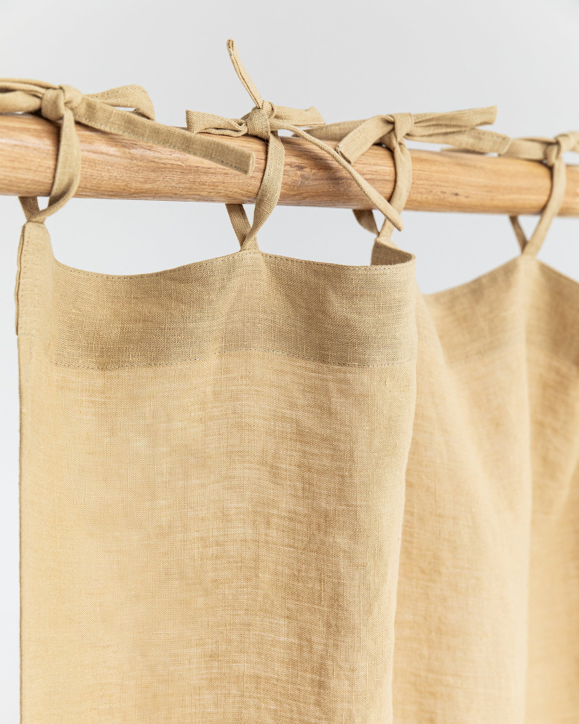 Custom size tie top linen curtain panel (1 pcs) in Sandy beige - MagicLinen