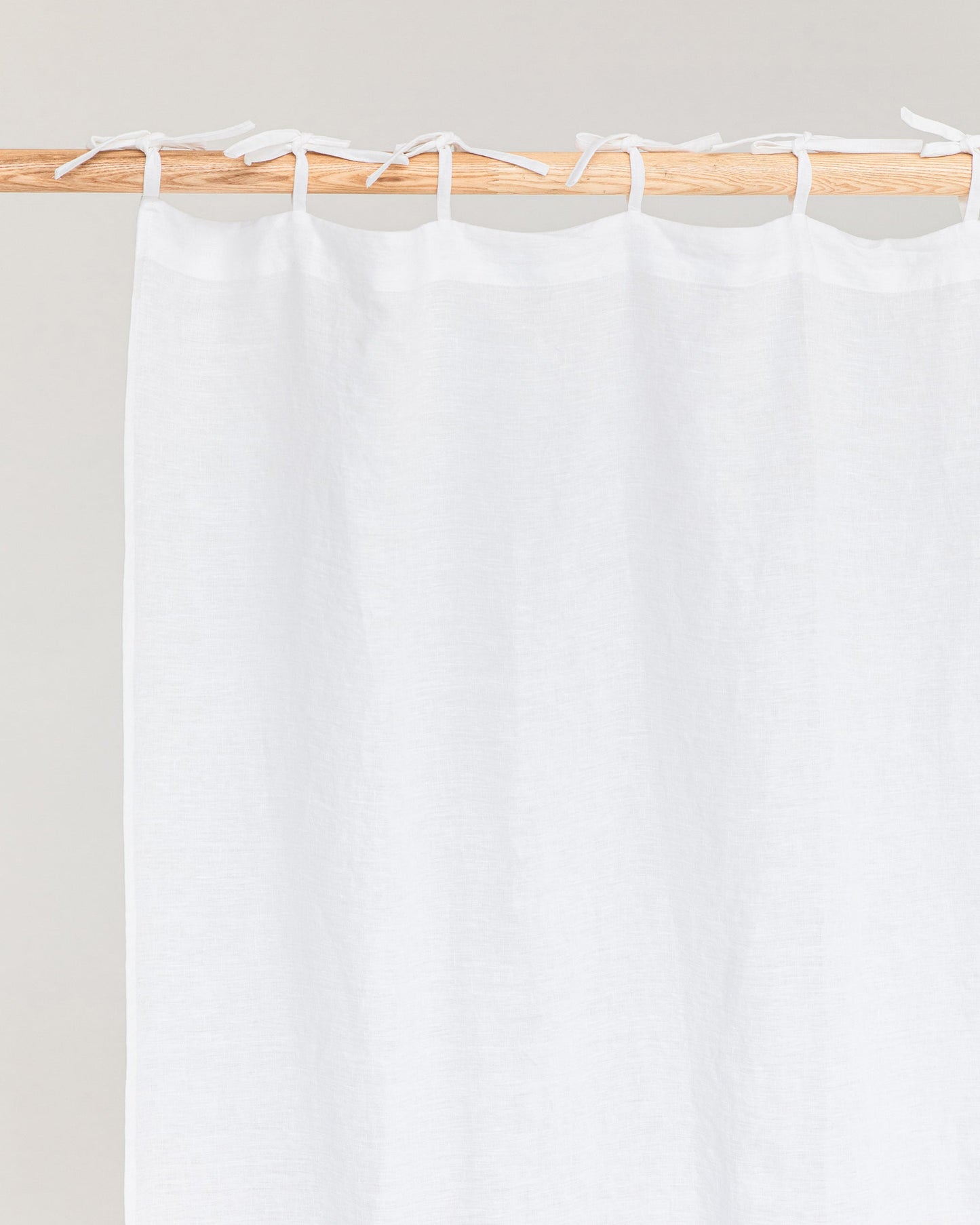 Tie top linen curtain panel (1 pcs) in White - MagicLinen
