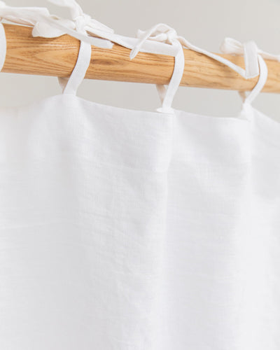 Custom size tie top linen curtain panel (1 pcs) in White - MagicLinen