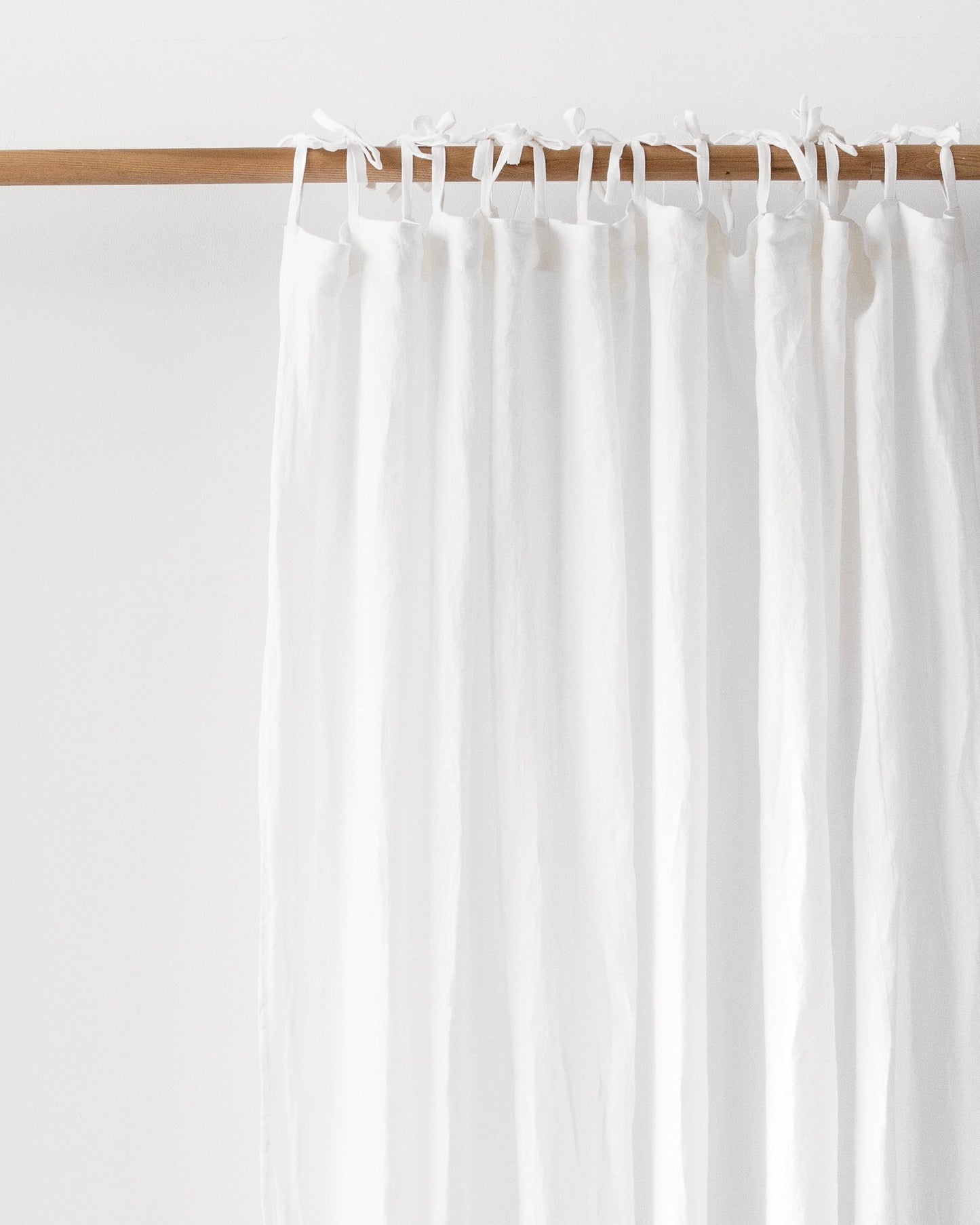 Custom size tie top linen curtain panel (1 pcs) in White - MagicLinen
