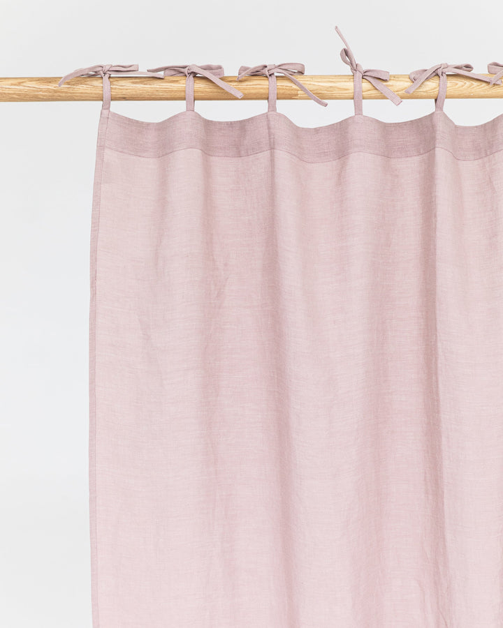 Custom size tie top linen curtain panel (1 pcs) in Woodrose - MagicLinen