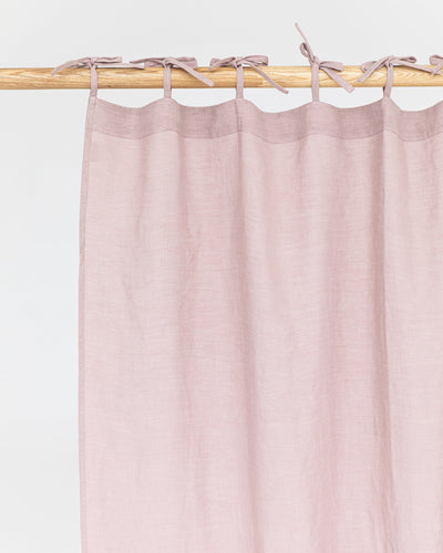 Custom size tie top linen curtain panel (1 pcs) in Woodrose - MagicLinen