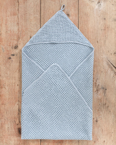 Hooded waffle baby towel in Light gray - MagicLinen