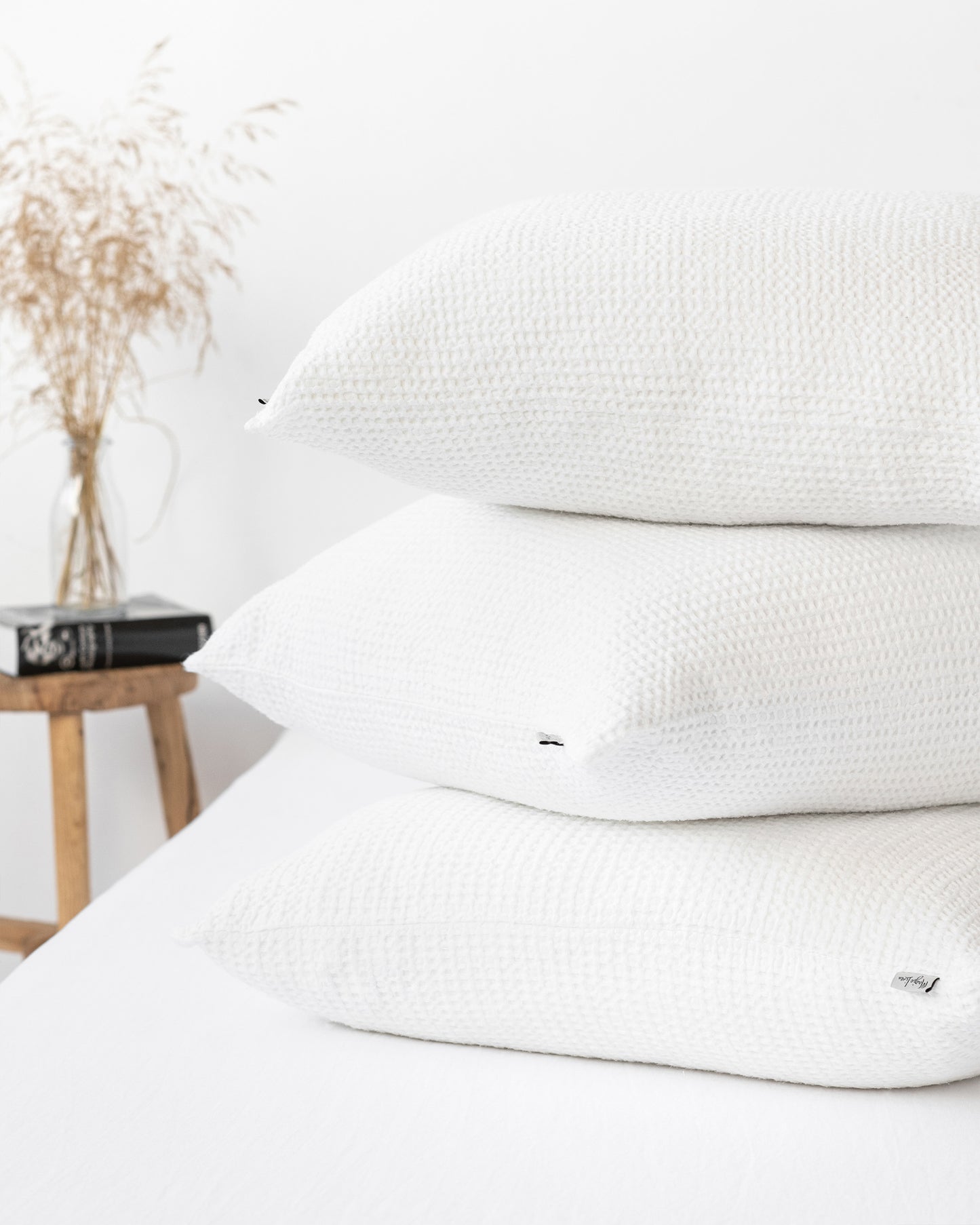Waffle throw pillow cover in White | MagicLinen