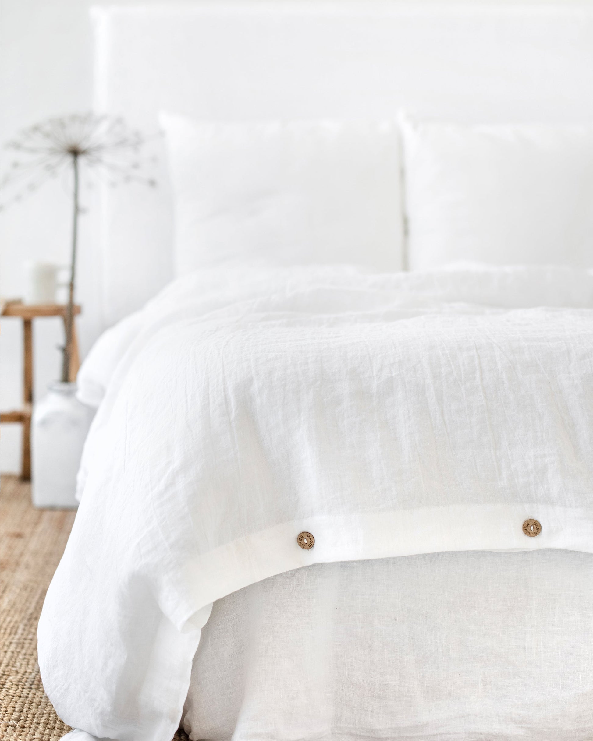 Custom size White linen duvet cover - MagicLinen