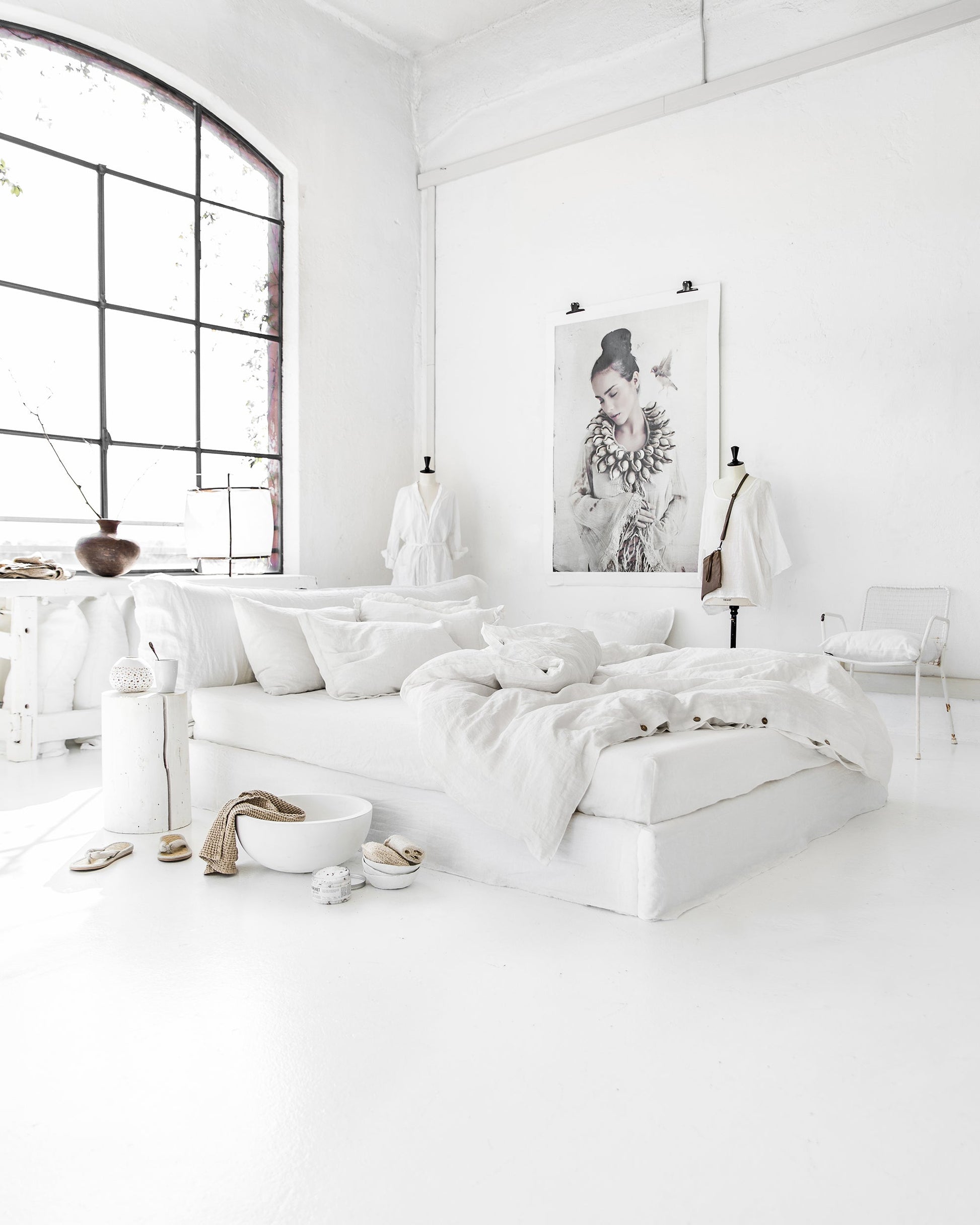 Custom size White linen fitted sheet - MagicLinen