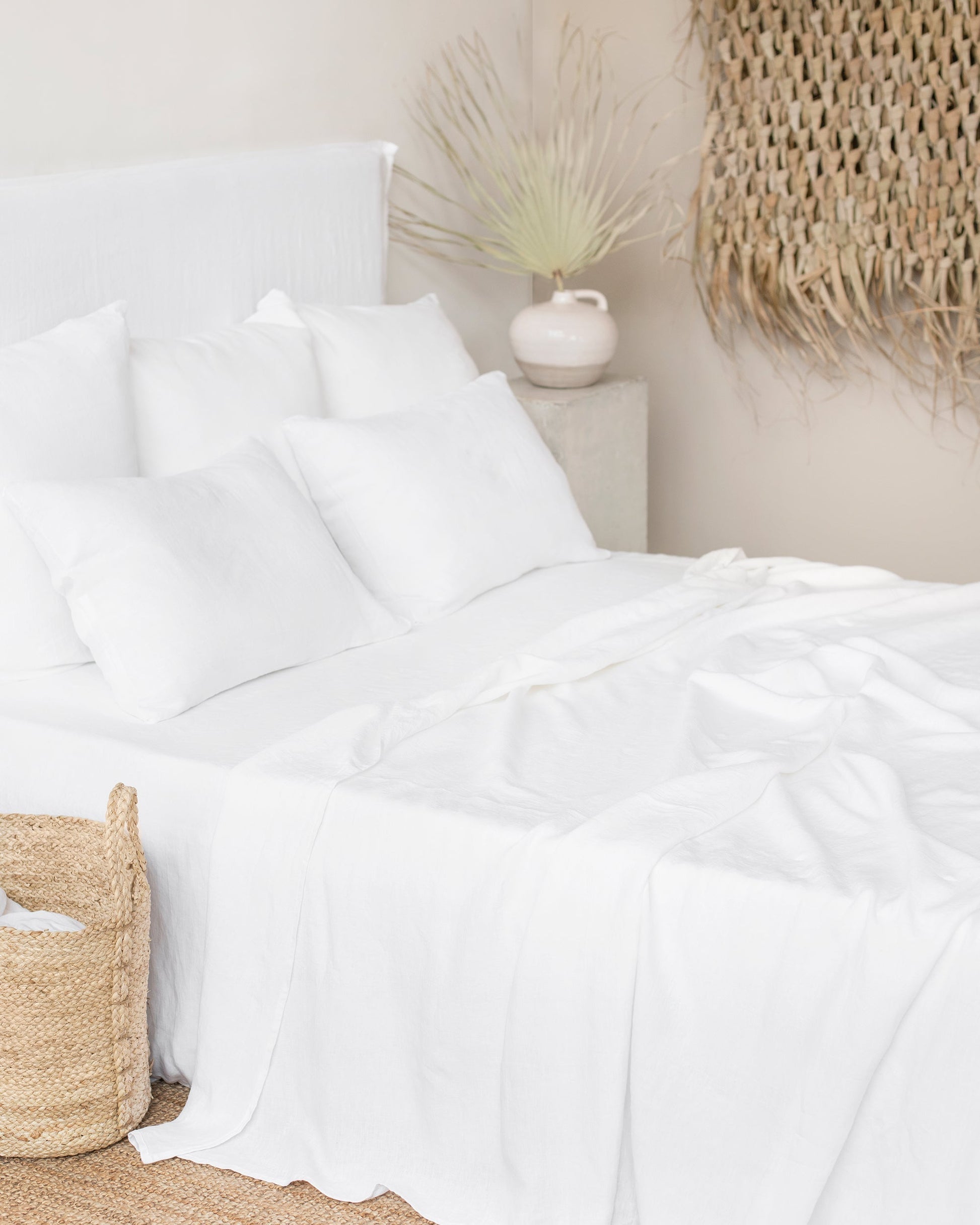 Custom size White linen flat sheet - MagicLinen