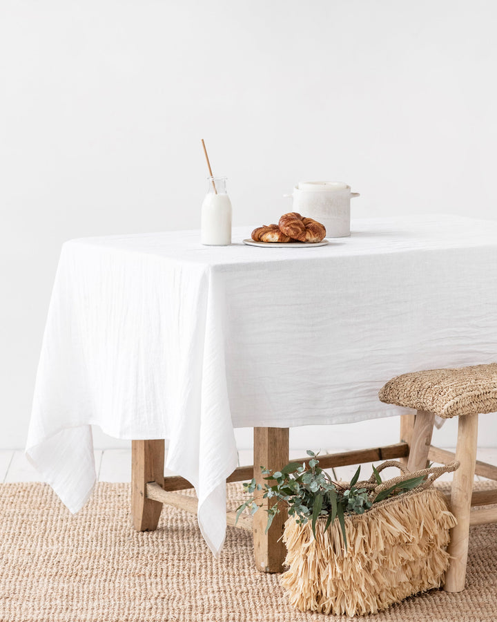 Custom size White linen tablecloth - MagicLinen