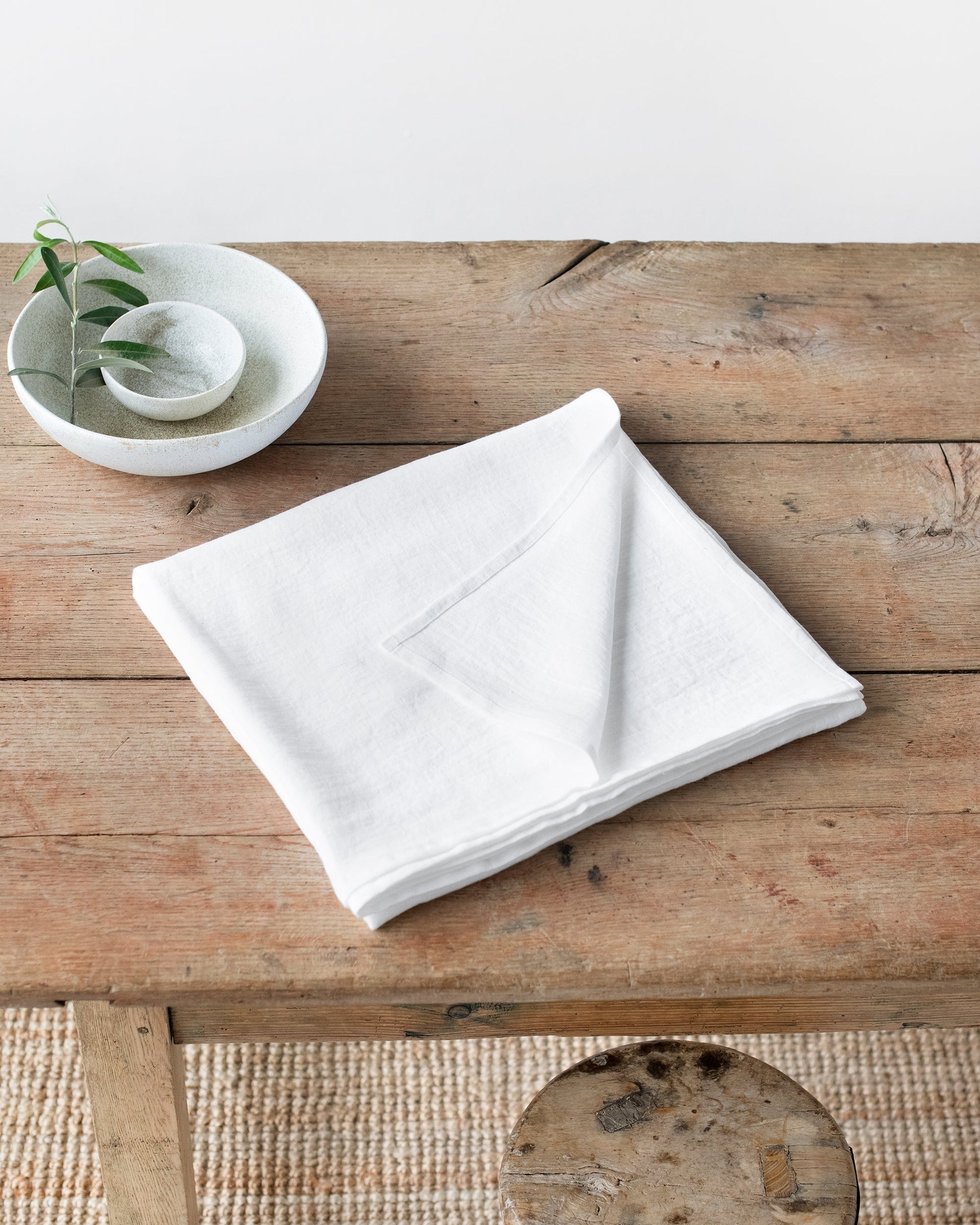 Custom size White linen tablecloth - MagicLinen