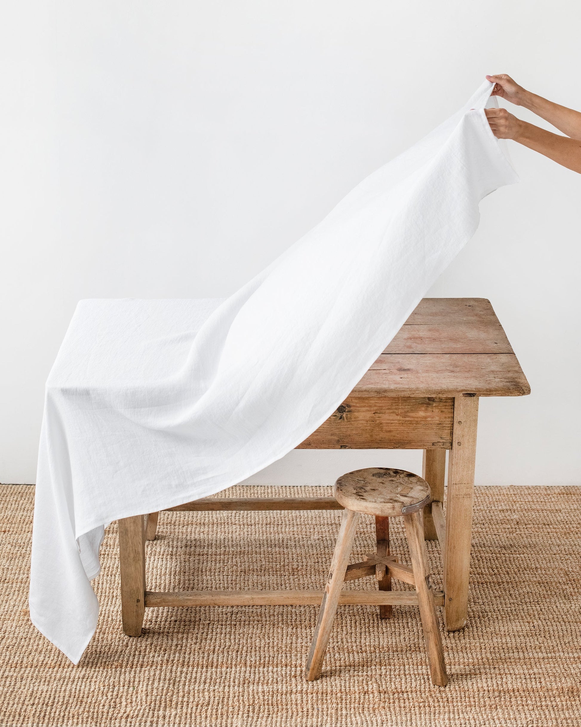 Custom size White linen tablecloth - MagicLinen