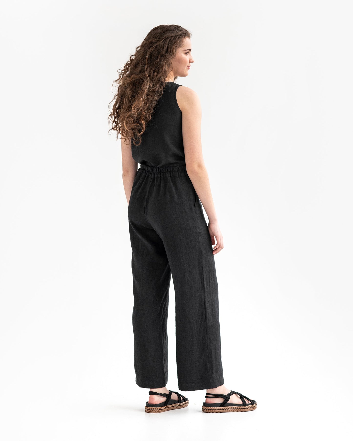 Wide Linen Pants BANFF in Black | MagicLinen