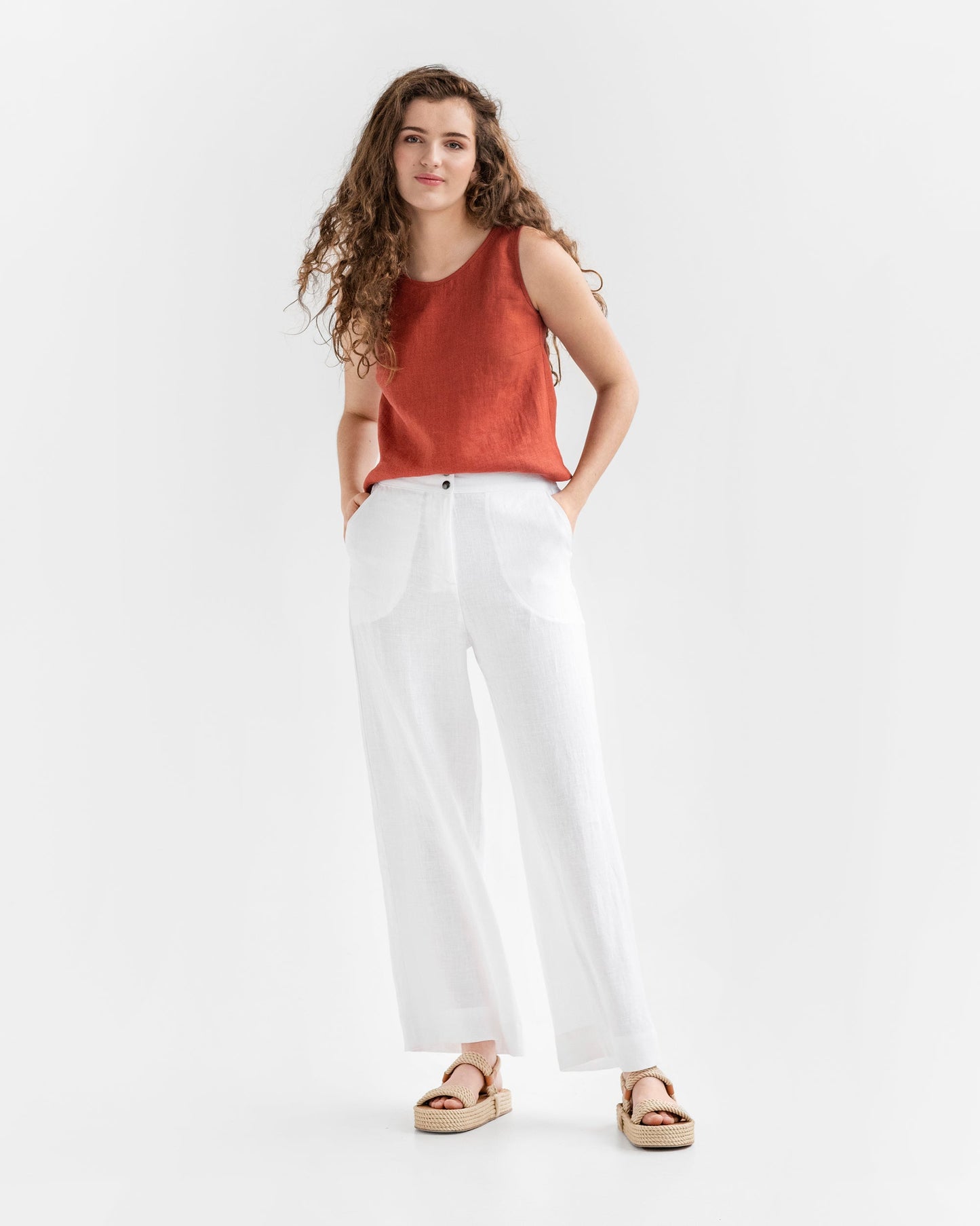 Wide Linen Pants BANFF in White | MagicLinen