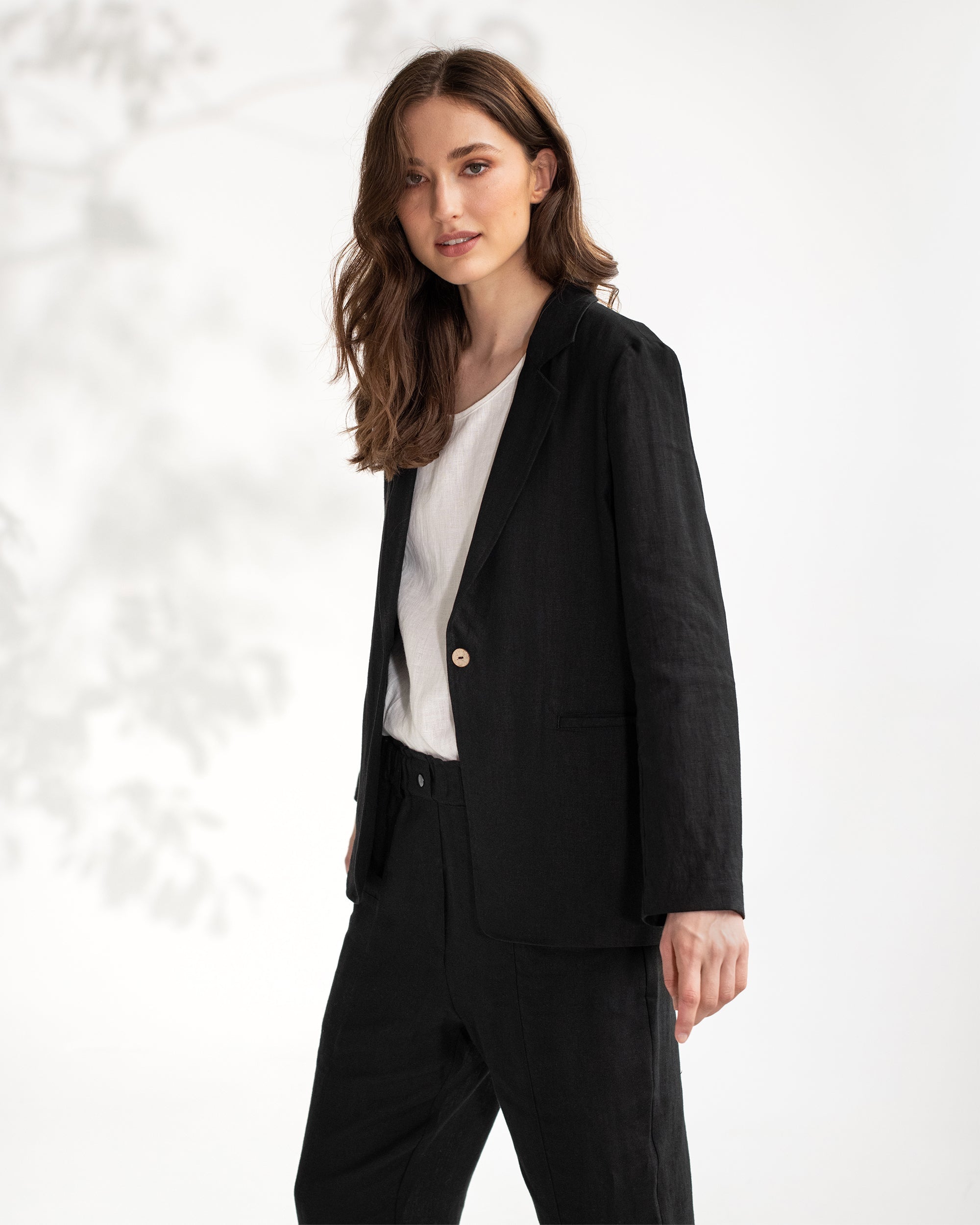 Women s linen blazer PLACID in black