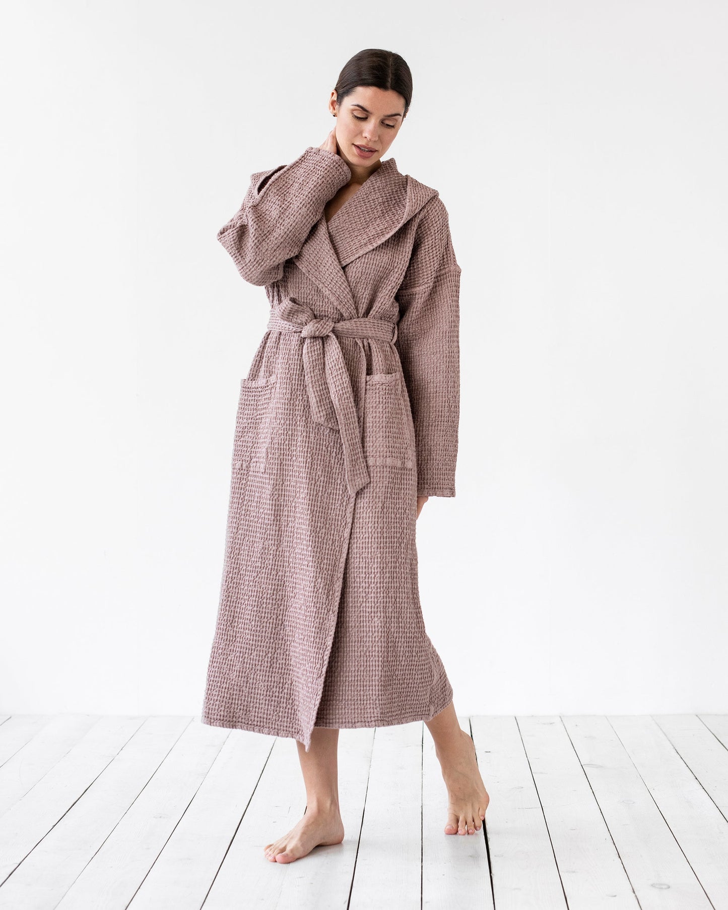 Women's Linen Robe in Woodrose